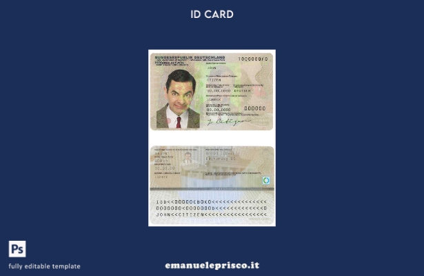 modello di documento di identità tedesco in stile verificato